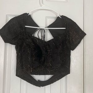 Blouse black velvet fabric